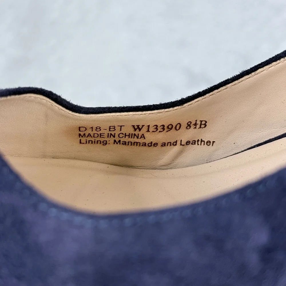 Cole Haan Lacey Suede Grand.OS Wedge Pump Women 8.5 Blue Ankle Strap Pointed Toe